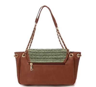 Дамска зелена чанта рафия CARMELA