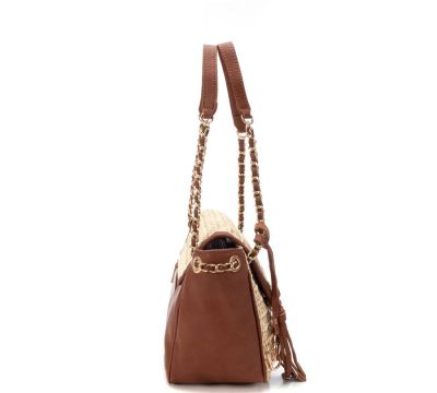 Дамска бежова чанта рафия CARMELA