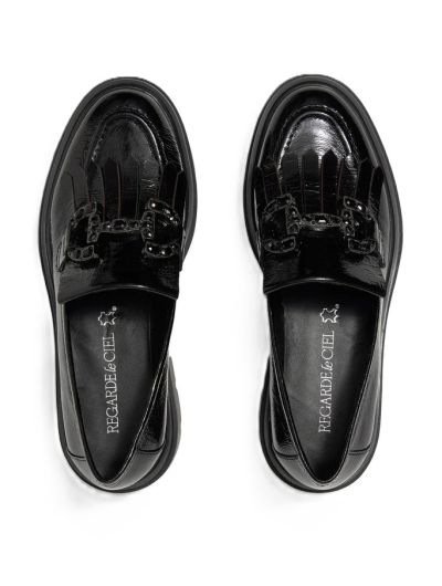 Дамски черни мокасини лак REGARDE LE CIEL
