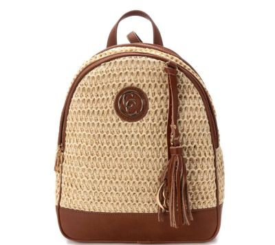 Дамска бежова раница рафия CARMELA