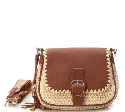 Дамска бежова чанта рафия CARMELA
