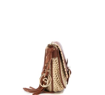 Дамска бежова чанта рафия CARMELA