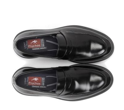 Мъжки черни кожени мокасини FLUCHOS