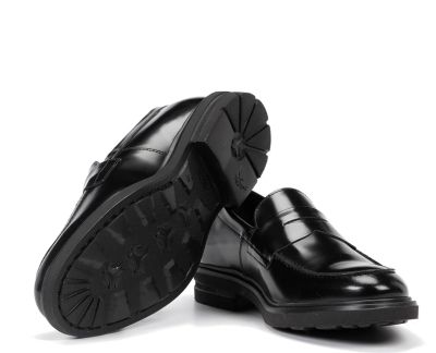 Мъжки черни кожени мокасини FLUCHOS