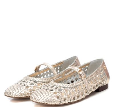 Дамски златисти кожени балерини CARMELA