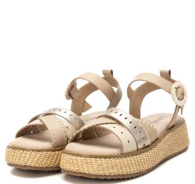 Дамски бежови кожени сандали CARMELA