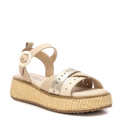 Дамски бежови кожени сандали CARMELA