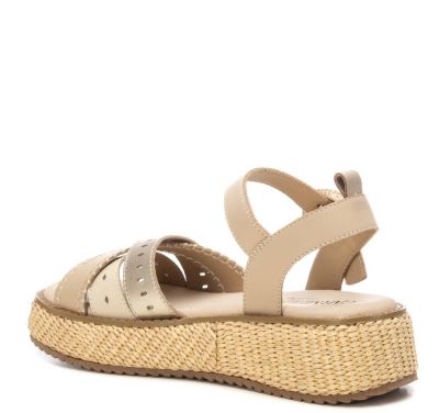 Дамски бежови кожени сандали CARMELA