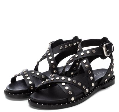 Дамски черни кожени сандали CARMELA