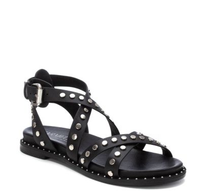 Дамски черни кожени сандали CARMELA