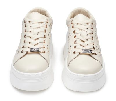 Дамски бежови кожени маратонки CULT