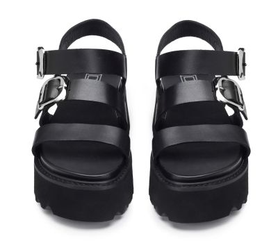 Дамски черни кожени сандали CULT