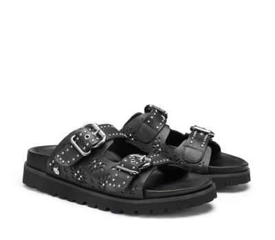 Дамска черни кожени чехли CULT