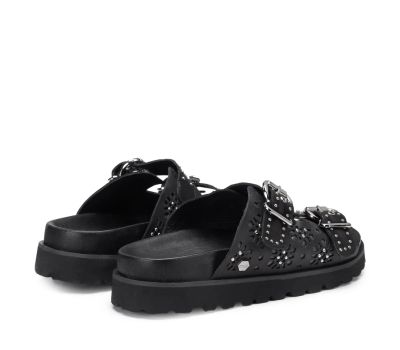 Дамска черни кожени чехли CULT