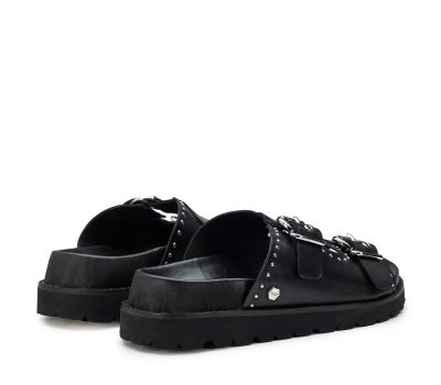 Дамски черни кожени чехли CULT