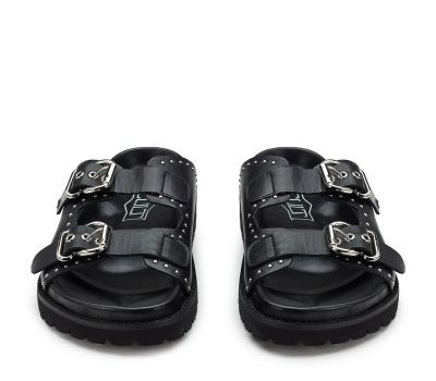 Дамски черни кожени чехли CULT