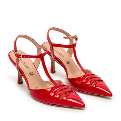 Дамски червени обувки лак WALL STREET