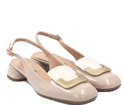 Дамски бежови кожени обувки лак WALL STREET