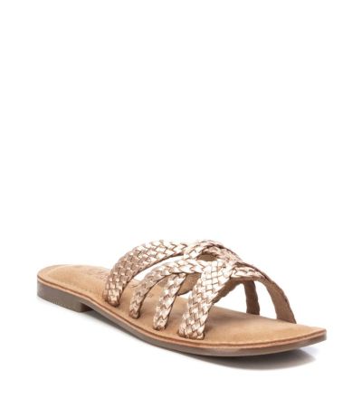 Дамски златисти кожени чехли CARMELA