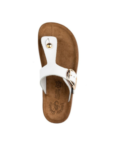 Дамски бели кожени чехли FANTASY