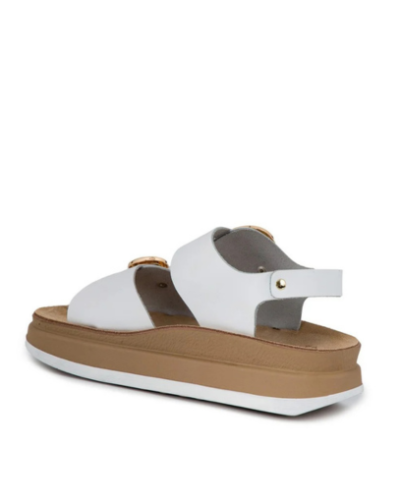 Дамски бели кожени сандали на платформа FANTASY