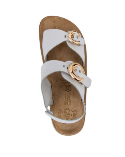 Дамски бели кожени сандали на платформа FANTASY