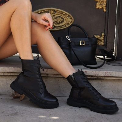 Дамски бежови кожени анатомични боти SAFE STEP