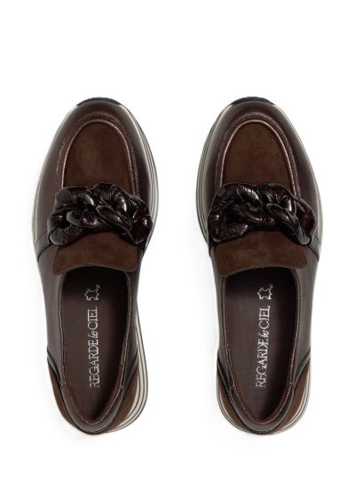 Дамски кафяви мокасини на платформа REGARDE LE CIEL