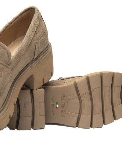 Дамски бежови велурени мокасини NeroGiardini