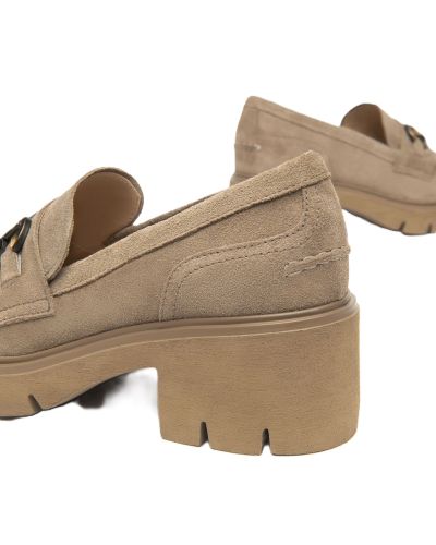 Дамски бежови велурени мокасини NeroGiardini