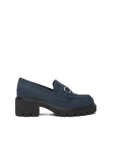 Дамски тъмносини велурени мокасини NeroGiardini