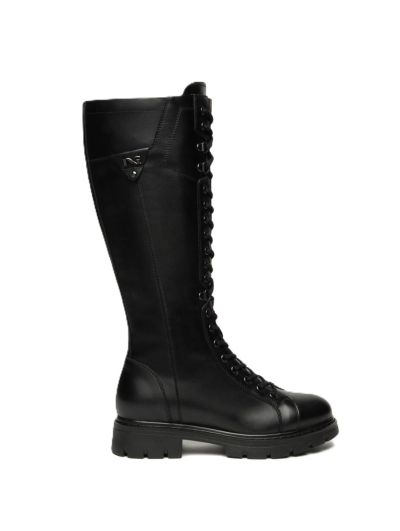 Дамски черни кожени ботуши NeroGiardini