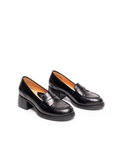 Дамски черни кожени мокасини DFC RELAX