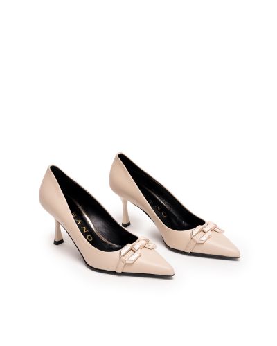 Дамски бежови обувки на ток ALBANO