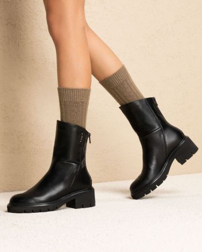 Дамски черни кожени боти NeroGiardini