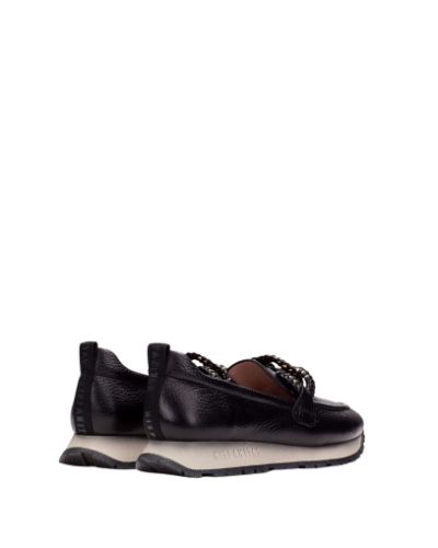 Дамски черни кожени мокасини HISPANITAS