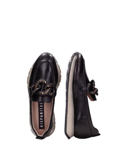 Дамски черни кожени мокасини HISPANITAS