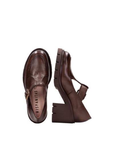 Дамски кафяви кожени обувки HISPANITAS