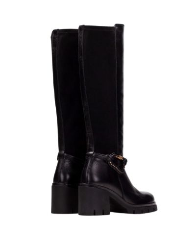 Дамски черни кожени ботуши HISPANITAS