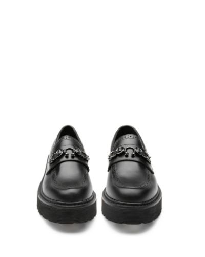 Дамски черни кожени мокасини CULT