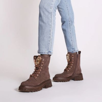 Дамски тъмнокафяви велурени боти TOSCA BLU