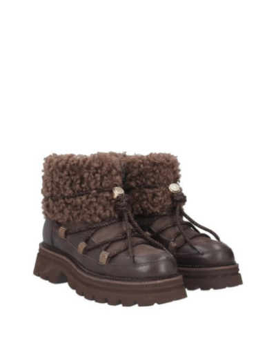 Дамски тъмнокафяви кожени боти TOSCA BLU