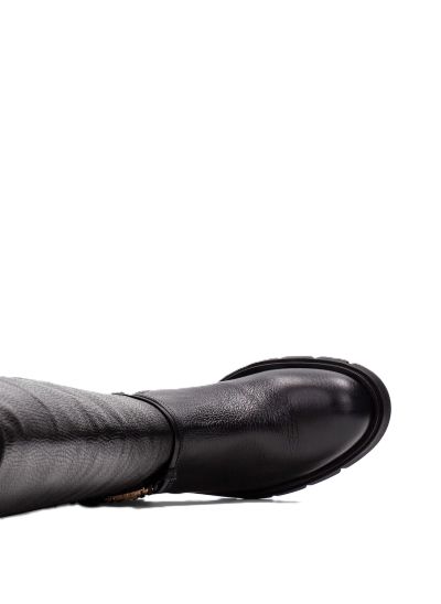 Дамски черни кожени ботуши HISPANITAS