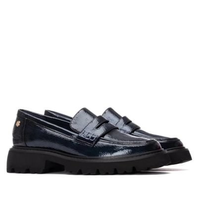 Дамски тъмносини мокасини лак CARMELA 