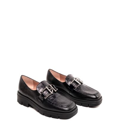 Дамски черни кожени мокасини HISPANITAS