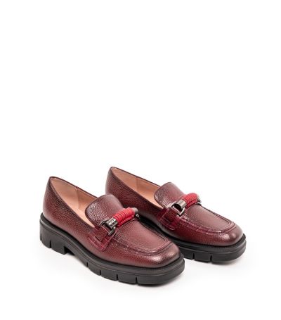 Дамски кожени мокасини бордо Hispanitas