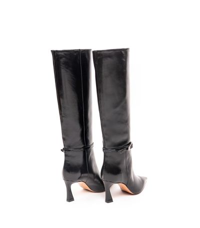 Дамски черни кожени ботуши лак BIANCA DI