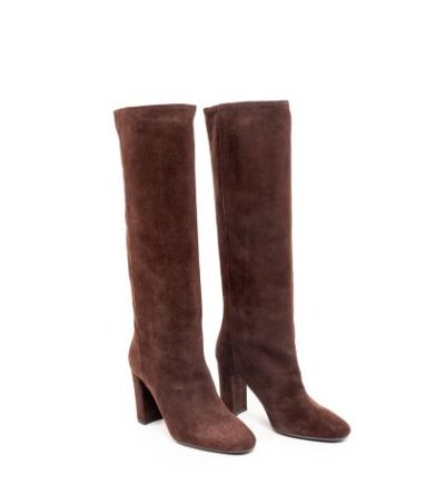 Дамски кафяви велурени ботуши BIANCA DI